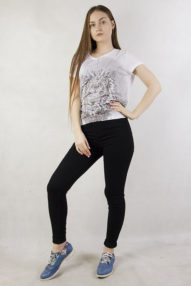 Bluzka z lwem wiązana z tyłu biała