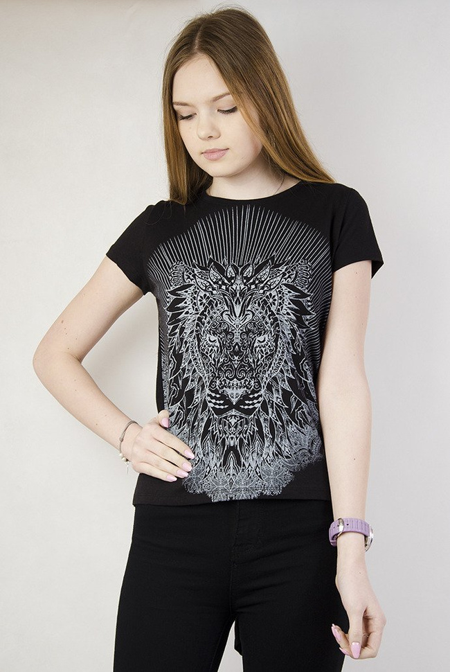 Bluzka z lwem wiązana z tyłu czarna