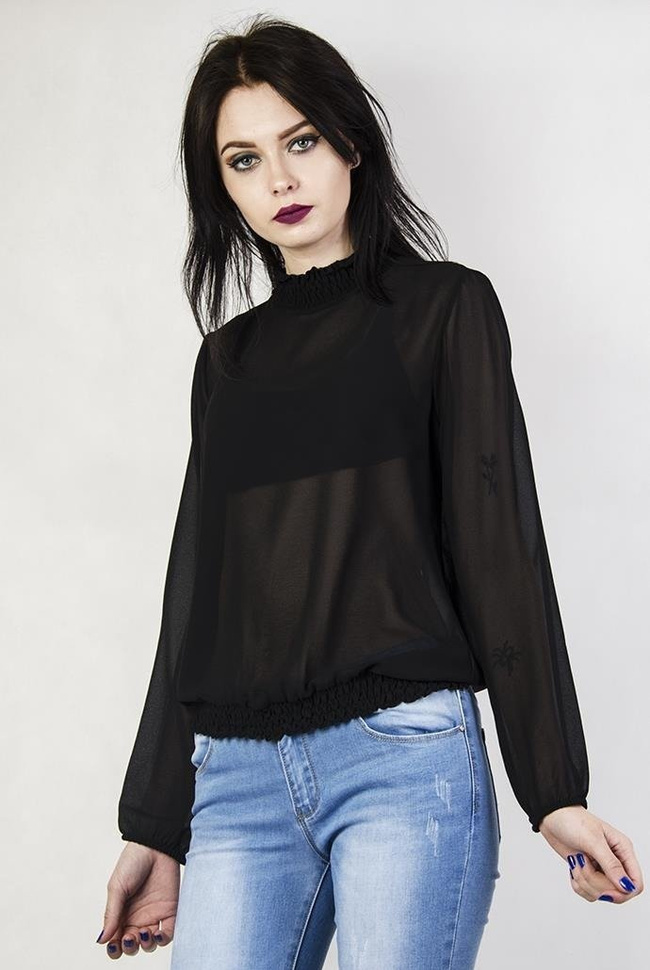 Czarna bluzka z rozcięciem z tyłu