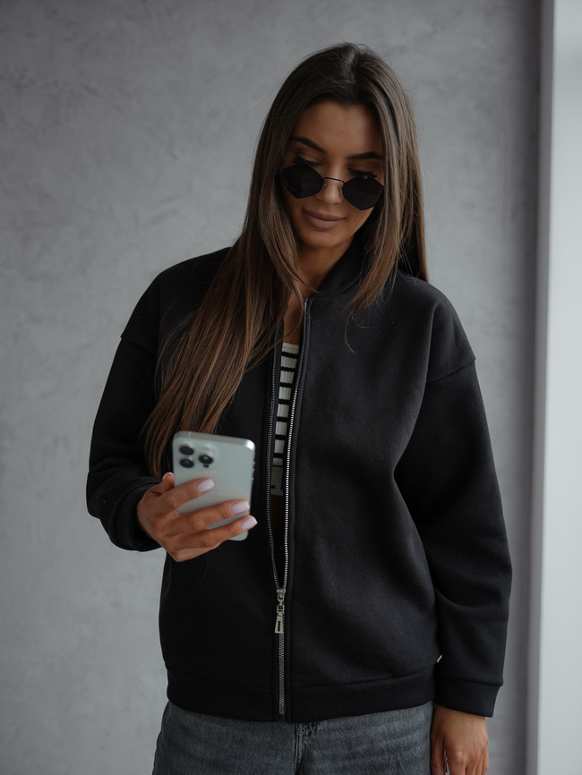 BLUZA BOMBERKA ZAPIANAN NA ZAMEK- CZARNA