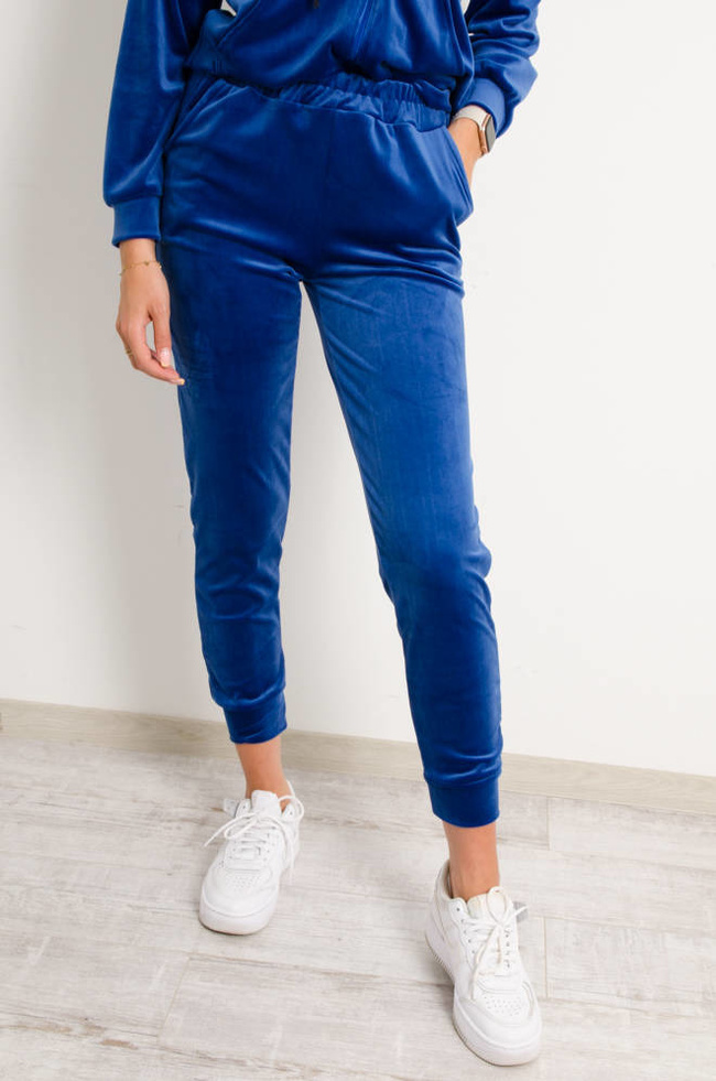 WELUROWY KOMPLET DRESOWY ROZPINANY Z KAPTUREM- GRANATOWY