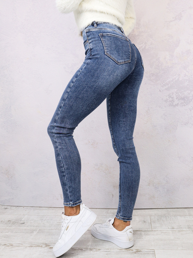 SPODNIE JEANSOWE Z WYSOKIM STANEM - NIEBIESKIE