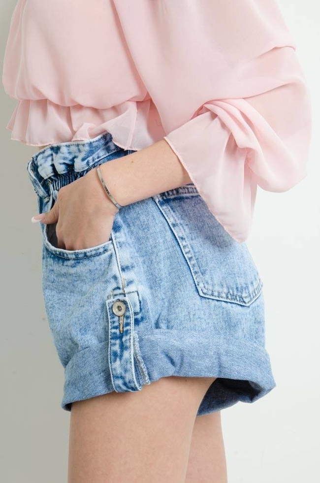 SZORTY JEANSOWE Z GUMĄ - WYSOKI STAN