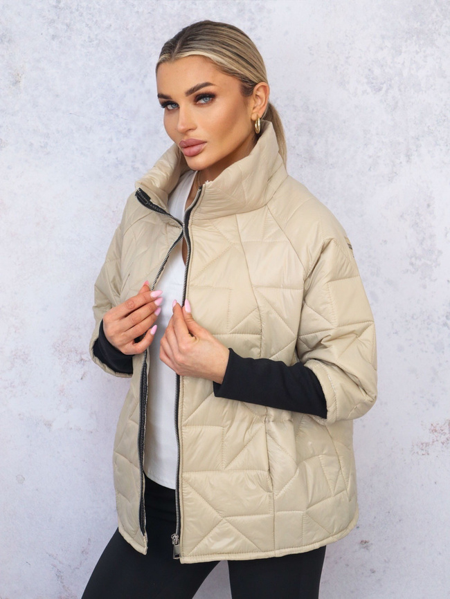 KURTKA PIKOWANA OVERSIZE- BEŻOWA