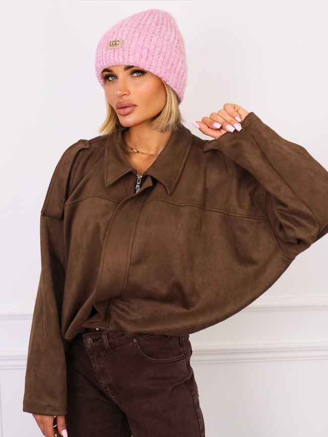 CZAPKA ZIMOWA Z OZDOBNĄ NASZYWKĄ I MANKIETEM- RÓŻOWA