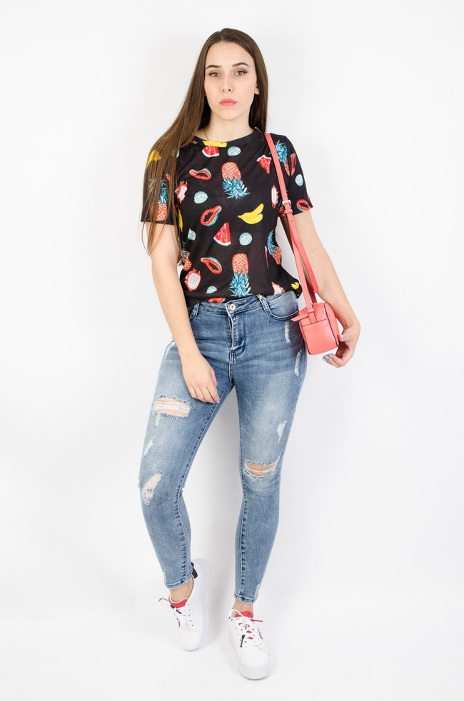 JASNE SPODNIE JEANSOWE Z DZIURAMI- WYSOKI STAN