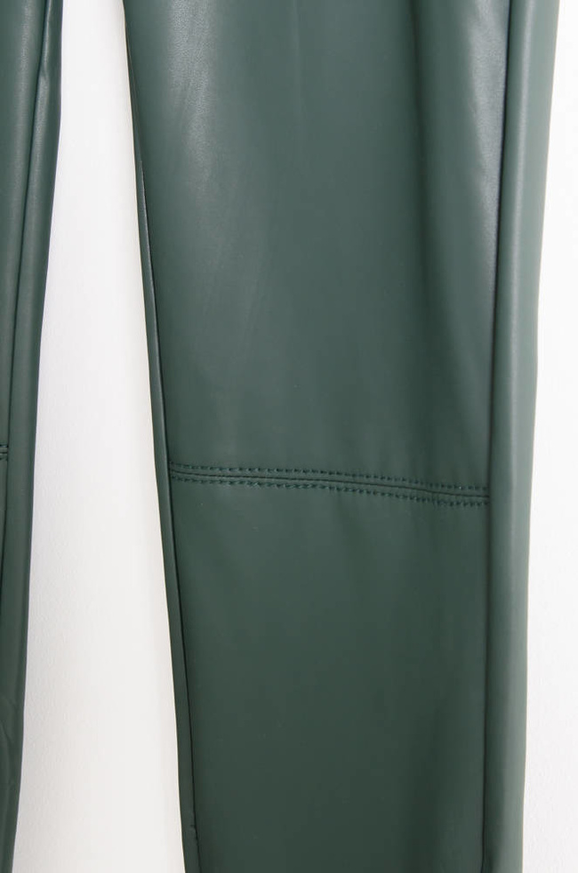 ZIELONE SPODNIE Z IMITACJI SKÓRY Z WYSOKIM STANEM