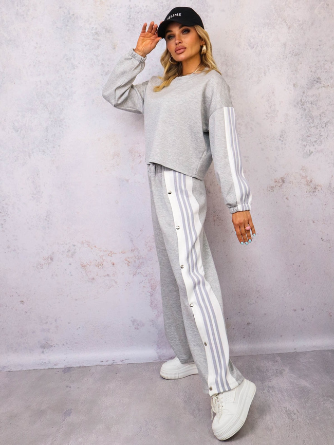 KOMPLET DRESOWY BLUZA+ SPODNIE Z LAMPASAMI- SZARY