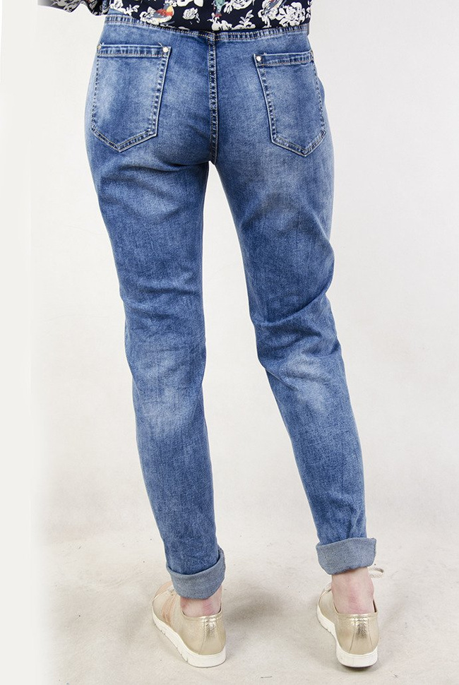 (DUŻE ROZMIARY) Spodnie jeansowe delikatnie cieniowane, długa nogawka