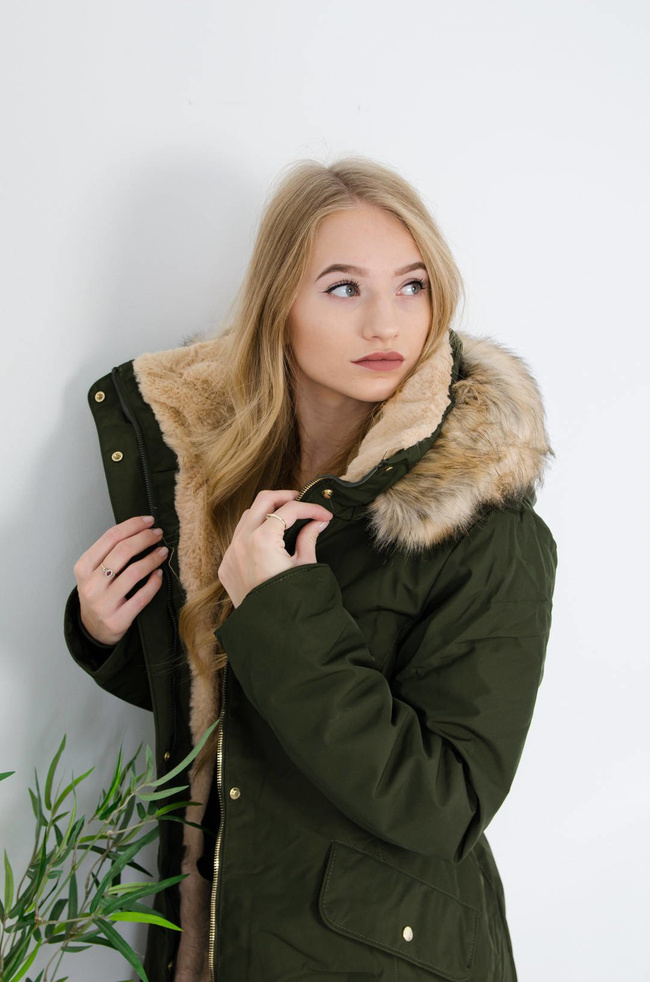 ZIELONA KURTKA ZIMOWA PARKA NA MISIU