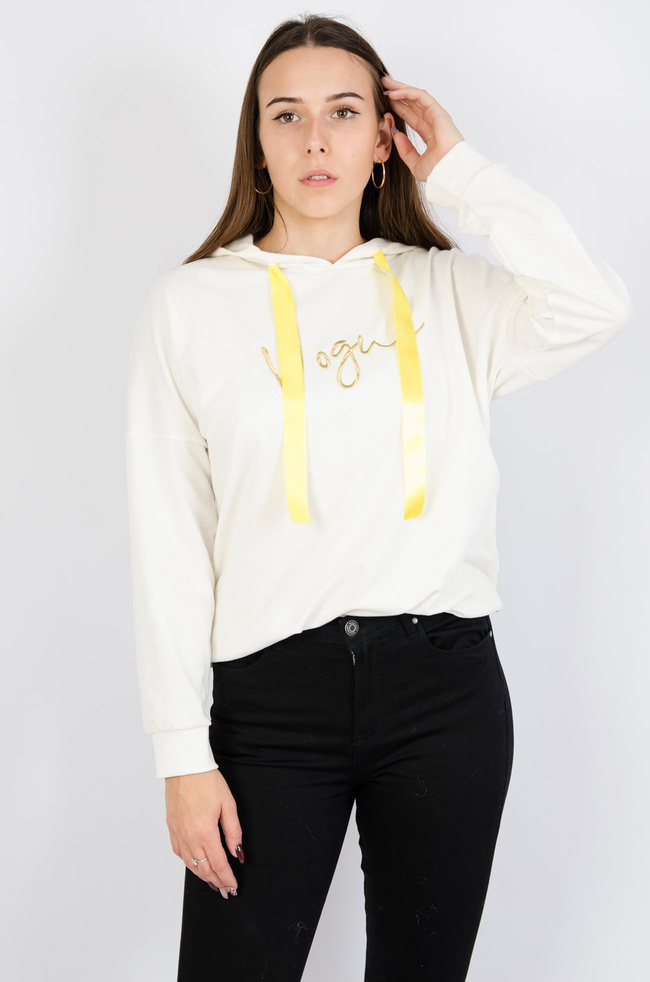 Bluza z kapturem w kolorze ecru z napisem
