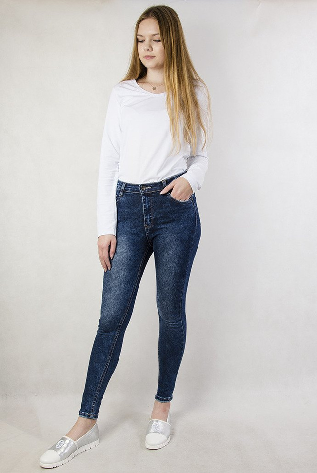 Spodnie jeansowe bez dodatków, z wysokim stanem