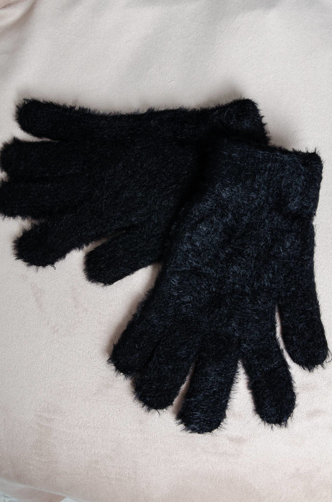 RĘKAWICZKI FUTRZANE- CZARNE