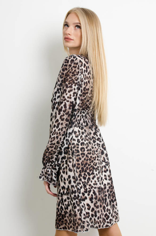 SUKIENKA Z KOPERTOWYM DEKOLTEM-WZÓR PANTERKA