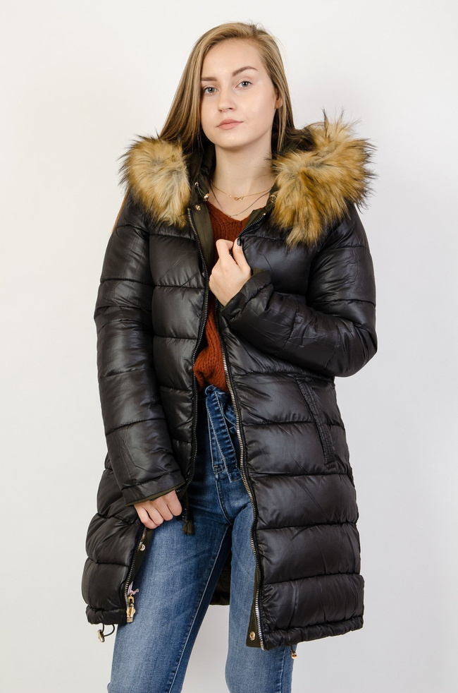 Zielono-czarna dwustronna kurtka 