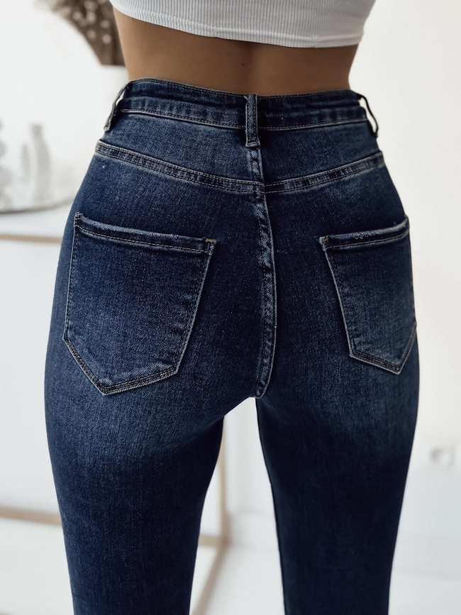 SPODNIE JEANSOWE SKINNY Z BARDZO WYSOKIM STANEM- DENIM