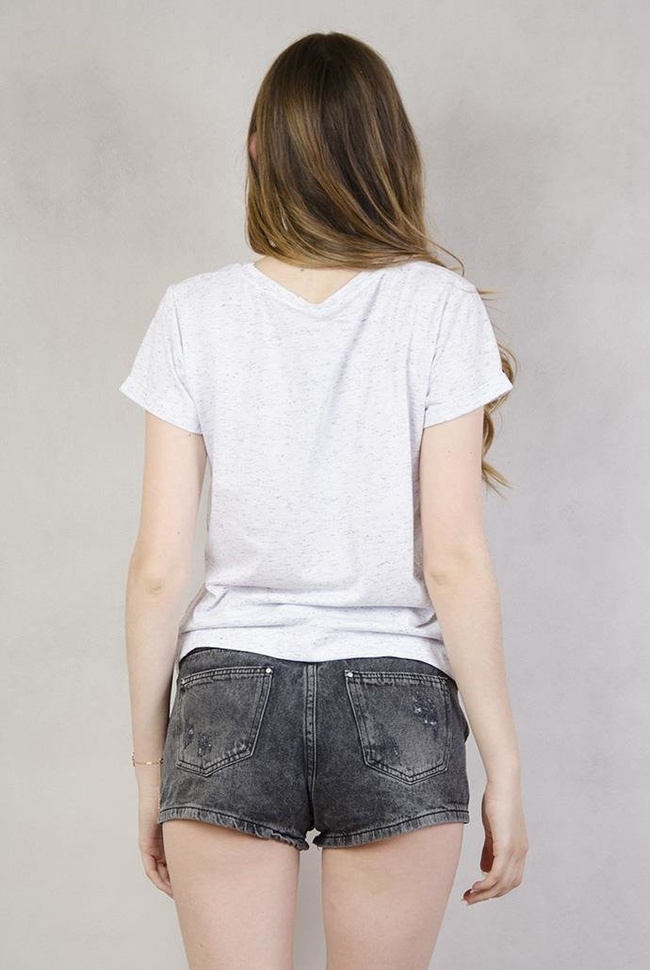 Bluzka szara z nadrukiem z nazwami miast