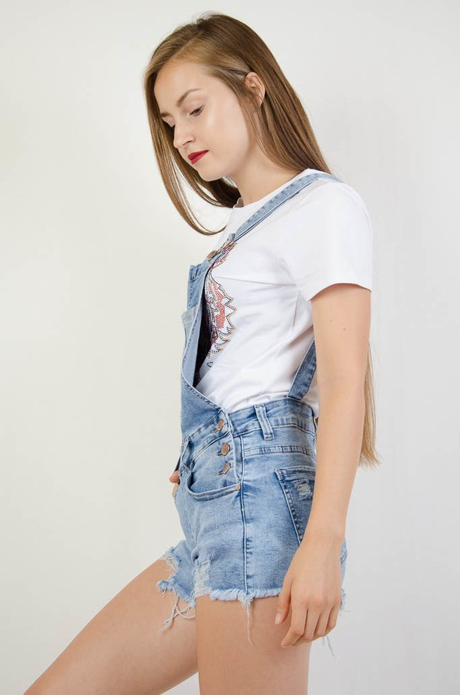 OGRODNICZKI JEANSOWE Z PRZETARCIAMI