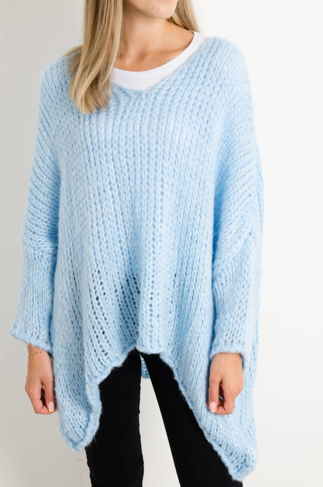 SWETER ASYMETRYCZNY OVERSIZE- NIEBIESKI