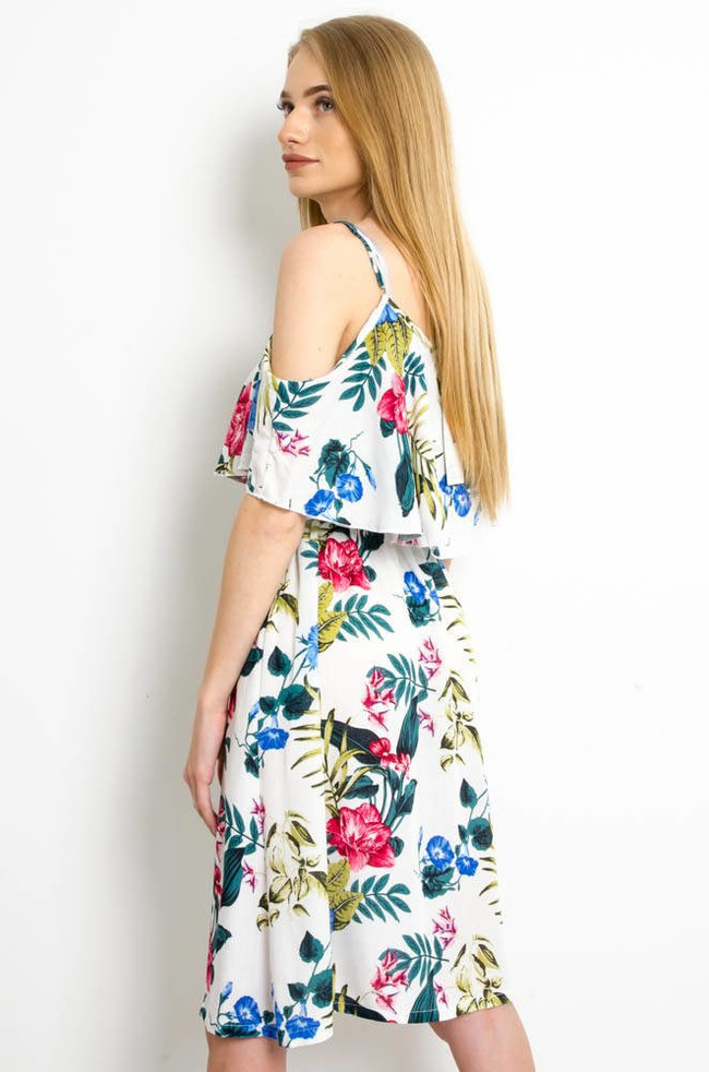 BIAŁA KRÓTKA SUKIENKA W KWIATY