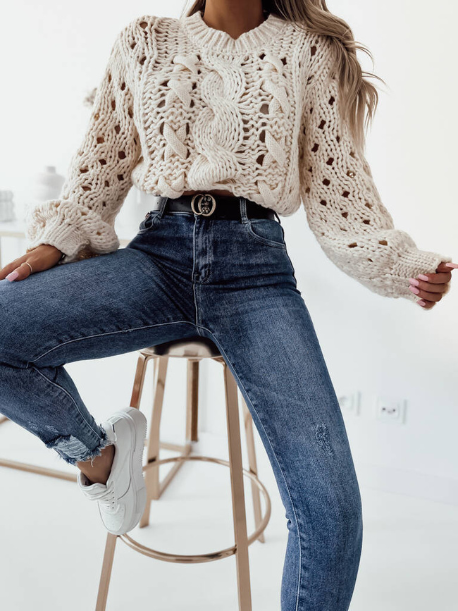 SPODNIE JEANSOWE Z PRZETARCIAMI NA DOLE NOGAWKI+ PASEK