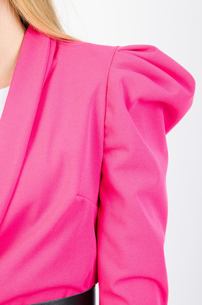 FUKSJOWA MARYNARKA Z BUFIASTYMI RĘKAWAMI + PASEK 