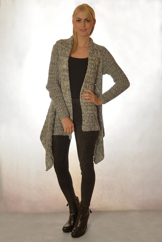 Beżowo brązowy kardigan