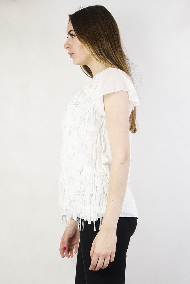 Biała bluzka z frędzelkami