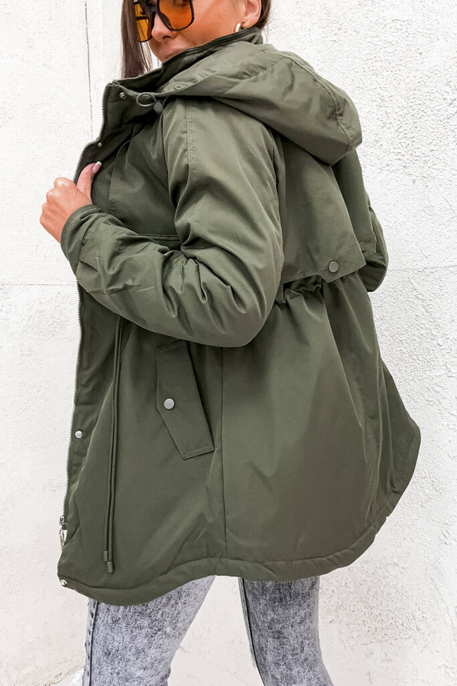 ZIELONA PARKA WIĄZANA W PASIE