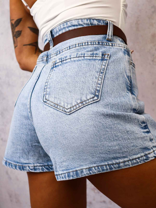 JASNOJEANSOWE SPÓDNICO-SPODENKI Z ASYMETRYCZNYM SZWEM+ PASEK