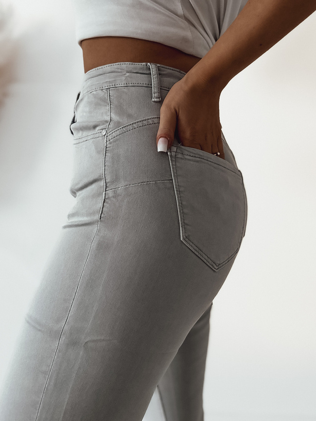 DOPASOWANE SPODNIE Z WYSOKIM STANEM PUSH UP- SZARE