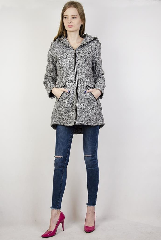 Jasnoszary płaszcz zapinany na zamek