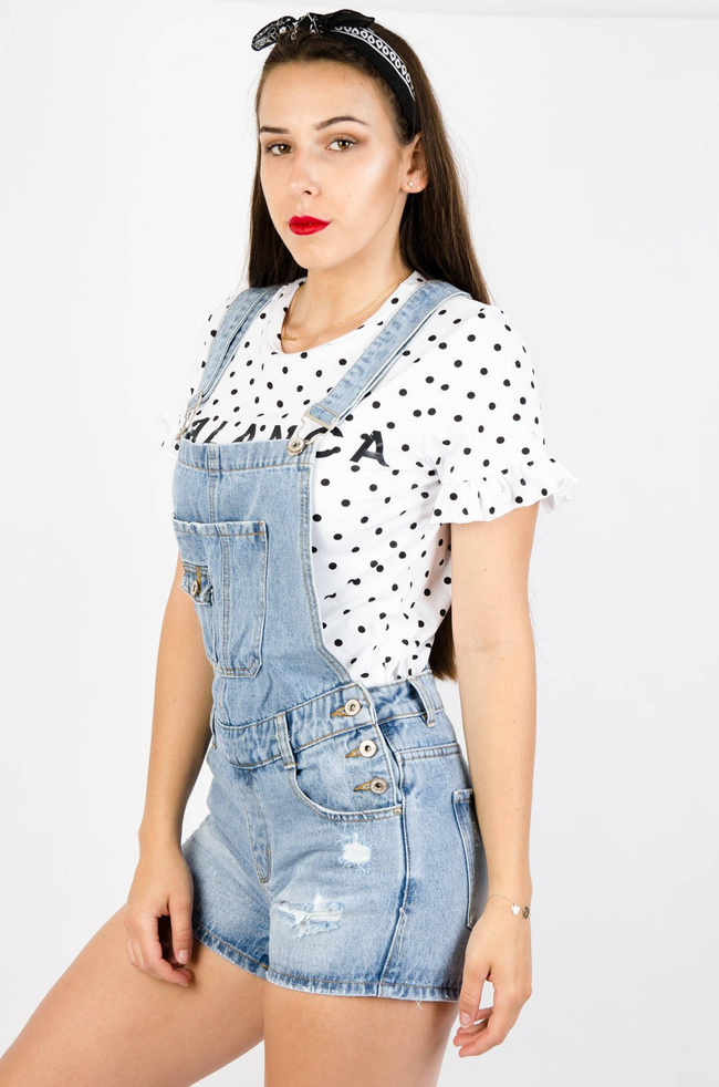 JEANSOWE OGRODNICZKI Z PRZETARCIAMI