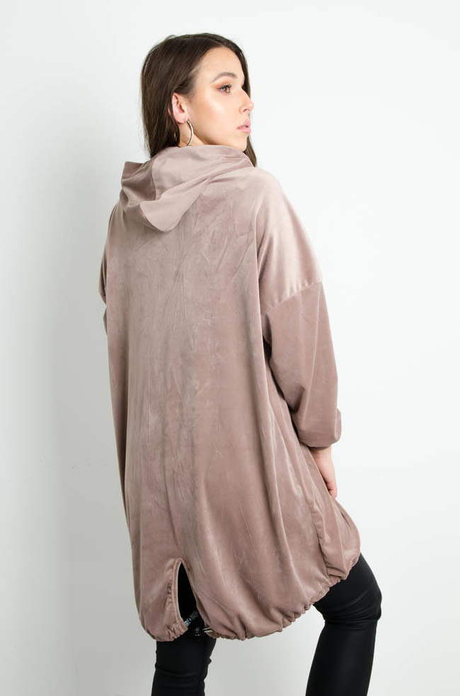 BRĄZOWA ASYMETRYCZNA TUNIKA Z NAPISEM