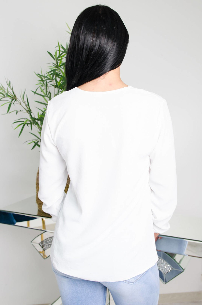 BIAŁA BLUZKA W SZPIC ZE ZŁOTYM WZOREM 