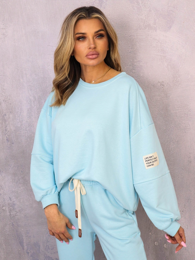 KOMPLET DRESOWY BLUZA Z NASZYWKĄ+ SPODNIE- NIEBIESKI