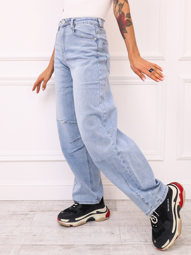 SPODNIE JENASOWE TYPU BALLOON Z PRZESZYCIAMI NA NOGAWCE- NIEBIESKIE