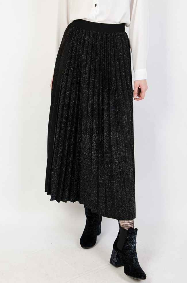 Czarno-brokatowa plisowana spódnica