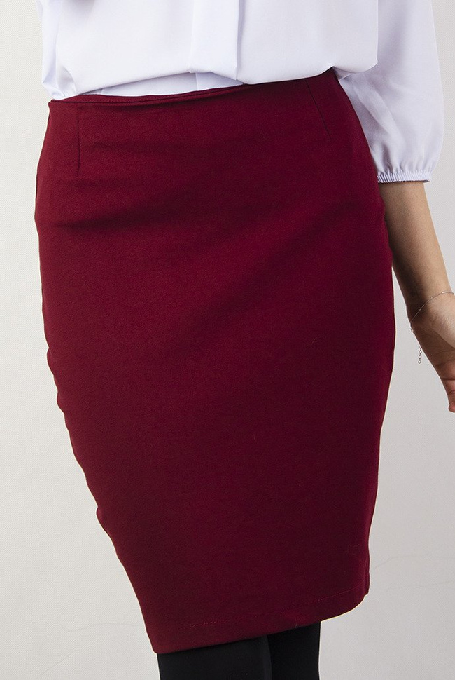 Bordowa ołówkowa spódnica