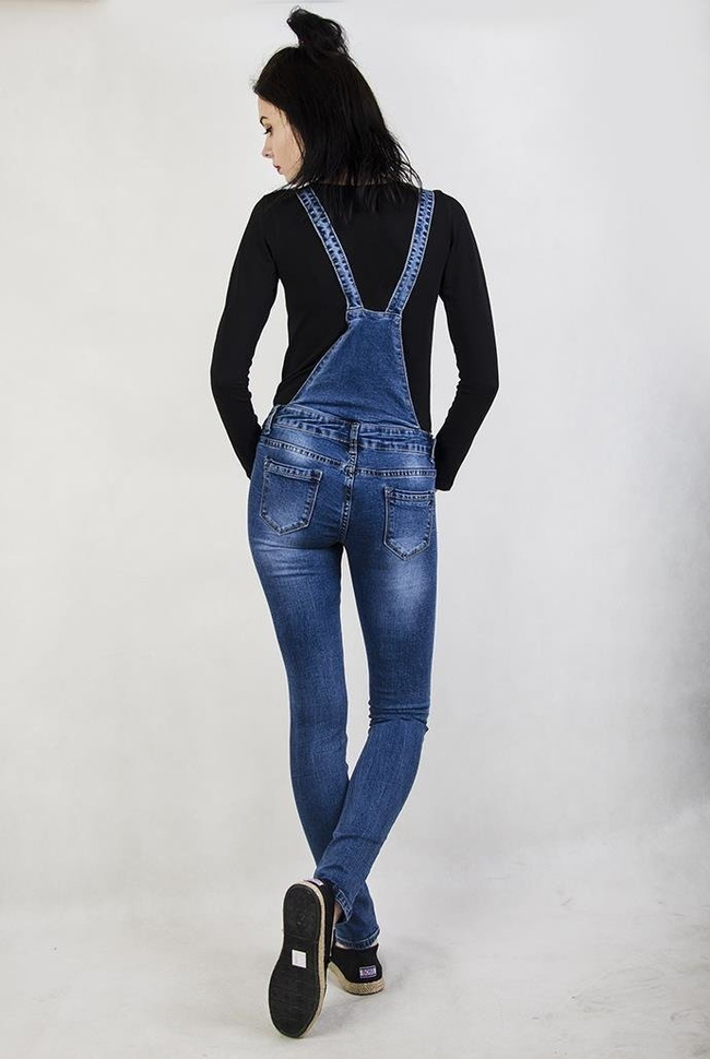 Przylegające ogrodniczki jeansowe z rzędem guzików