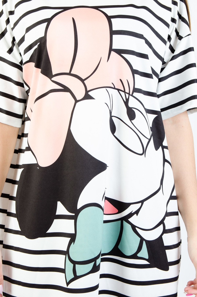 BIAŁA TUNIKA W PASKI Z APLIKACJĄ