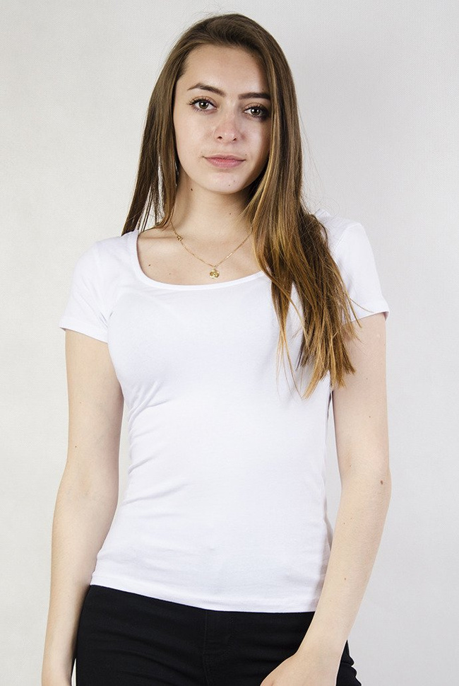 Biała bluzka basic z wyciętymi plecami