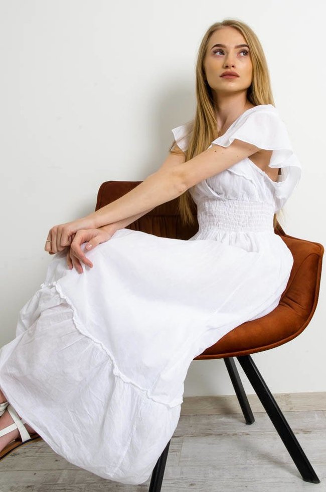 BIAŁA DŁUGA MUŚLINOWA SUKIENKA NA ZAKŁĄDKĘ 