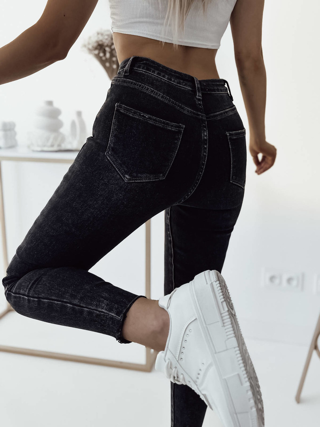 CZARNE SPODNIE SKINNY Z WYSOKIM STANEM