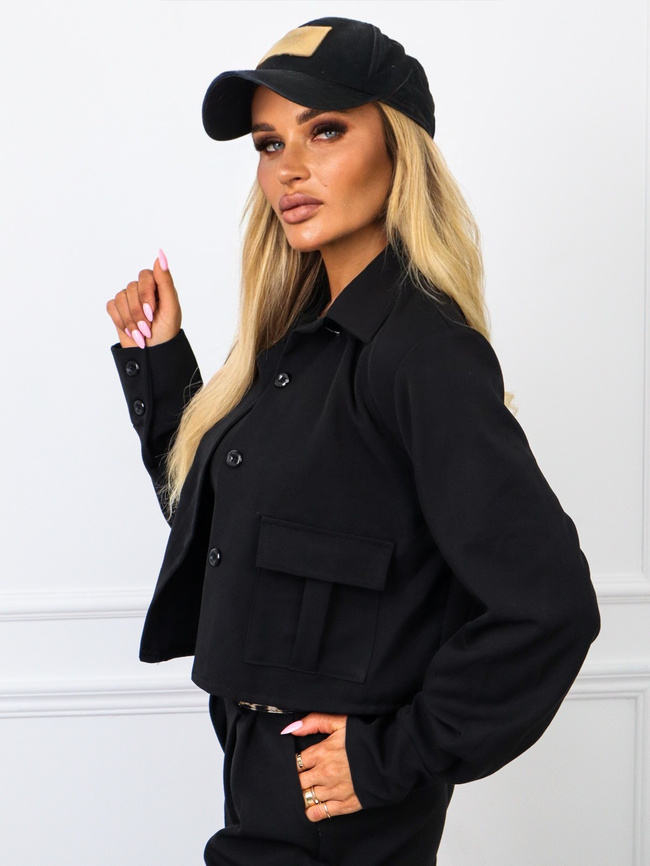 KRÓTKA MARYNARKA Z KIESZENIAMI- CZARNA