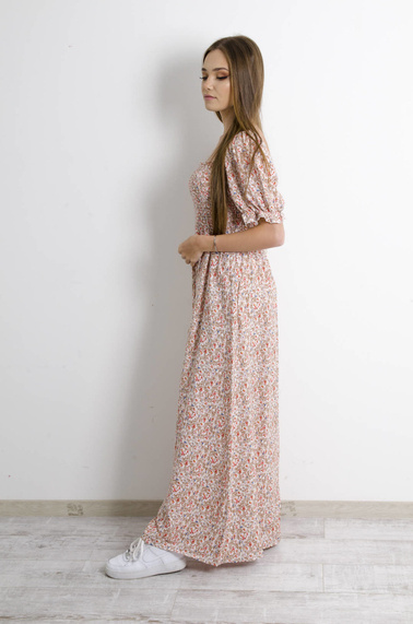 SUKIENKA MAXI W KWIATY - BRĄZOWA