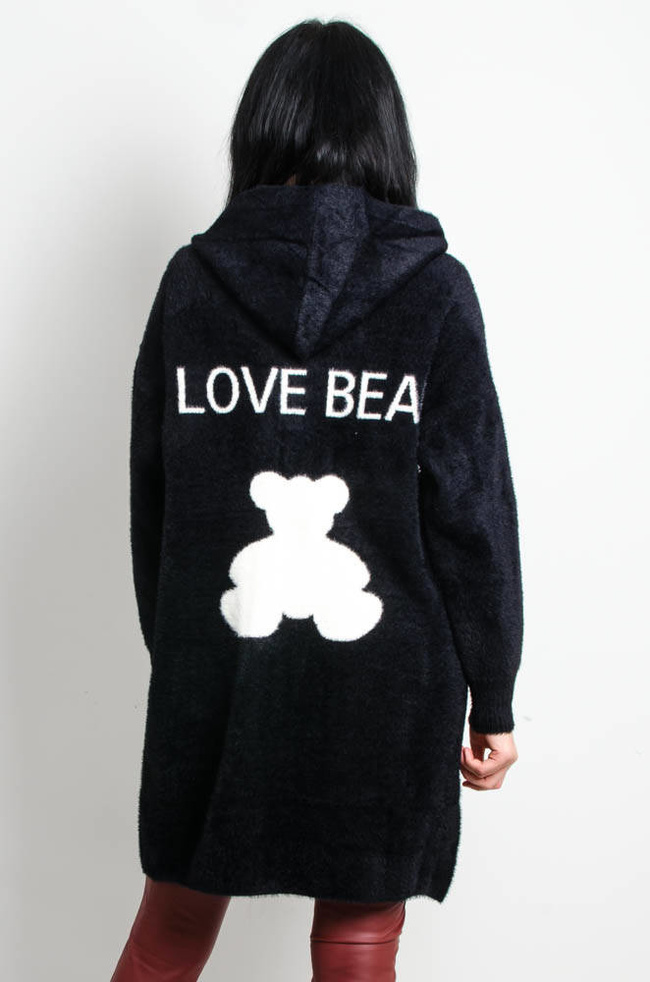 CZARNY PŁASZCZ ALPAKA Z MISIEM