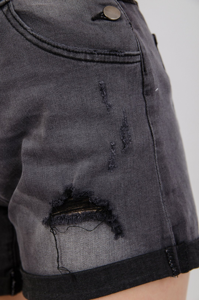 Ciemno szare ogrodniczki z szarpaniami