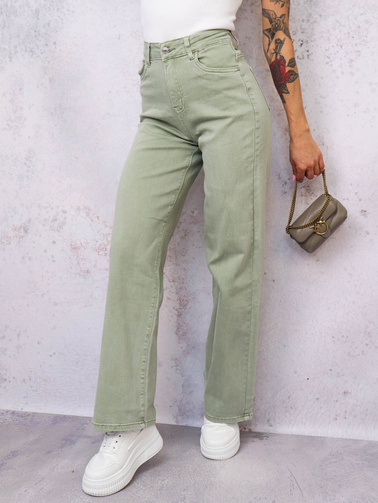 JASNO ZIELONE SPODNIE JEANSOWE Z SZEROKIMI NOGAWKAMI