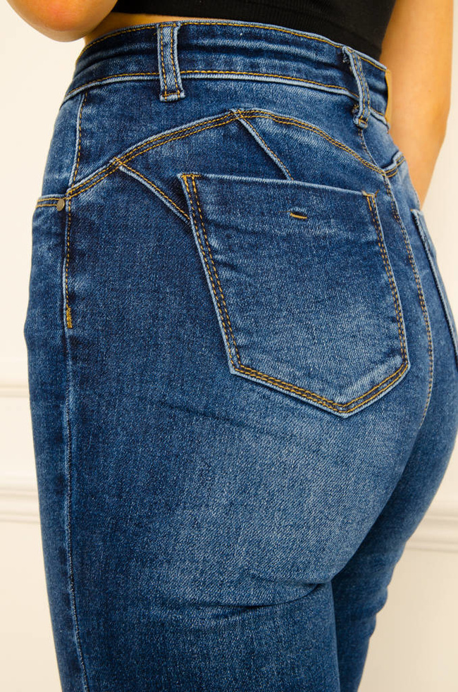 SPODNIE JEANSOWE SKINNY PUSH UP- CIEMNY JEANS